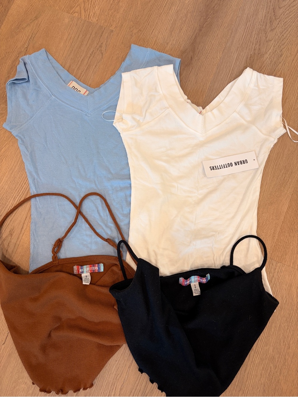 Urban Outfitters Ribbed V-Neck Crop Top Bundle - 4 shirts total